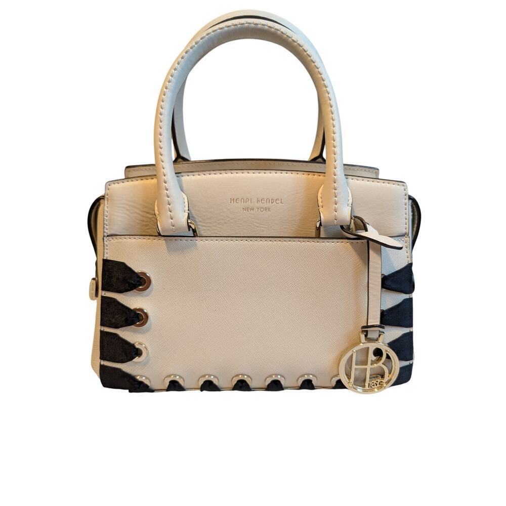 Henri Bendel West 57th Leather Mini Carry All Bag with Ribbon Lacing